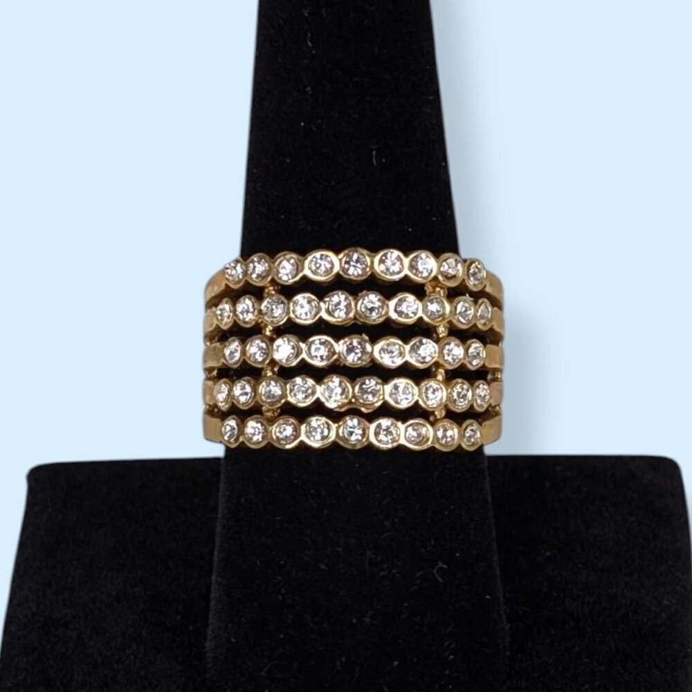 Chunky White Rhinestone Front Ring - Picture 2 of 7